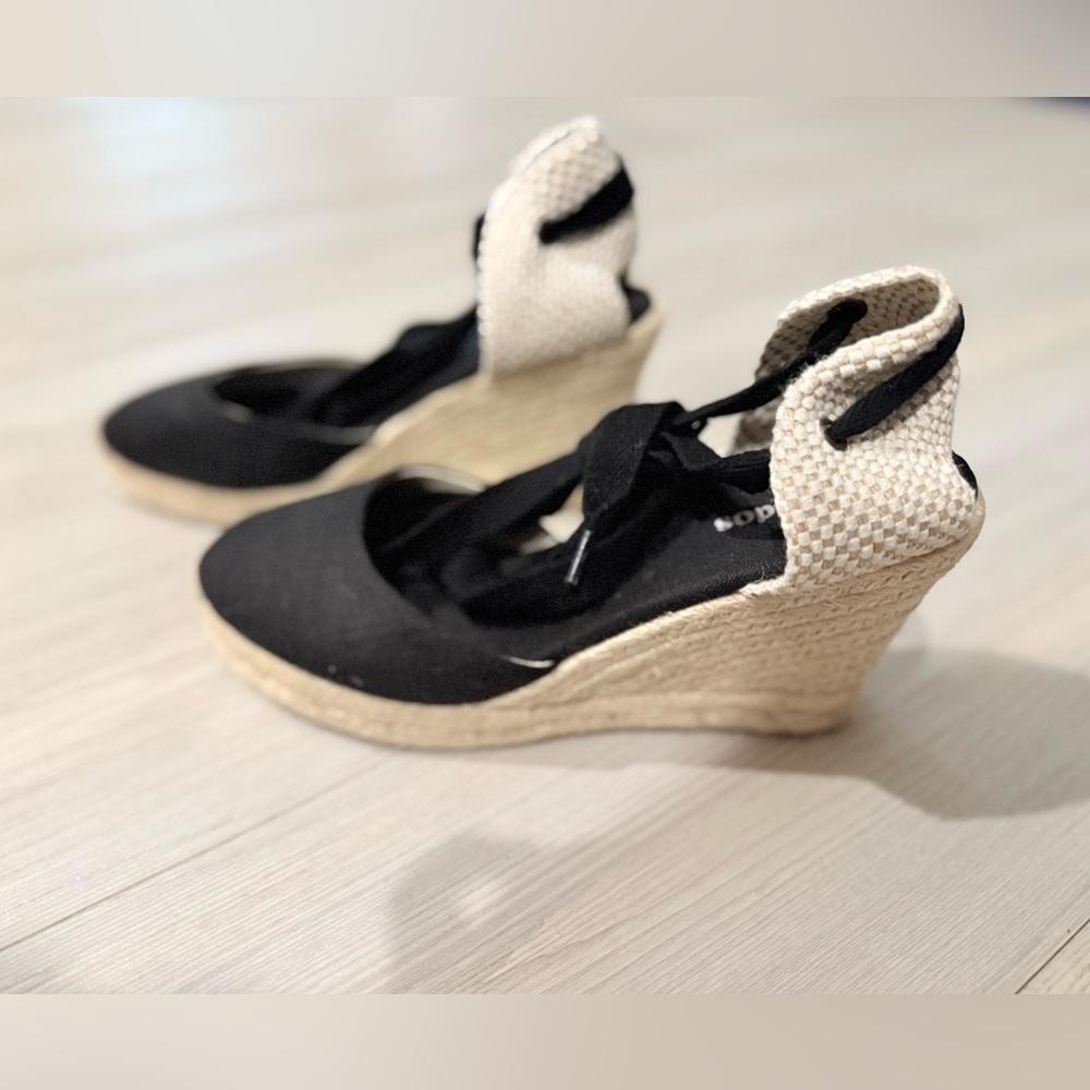NWOT Soludos The Marseille Wedge Espadrille Black Size 7.5 - Picture 5 of 10